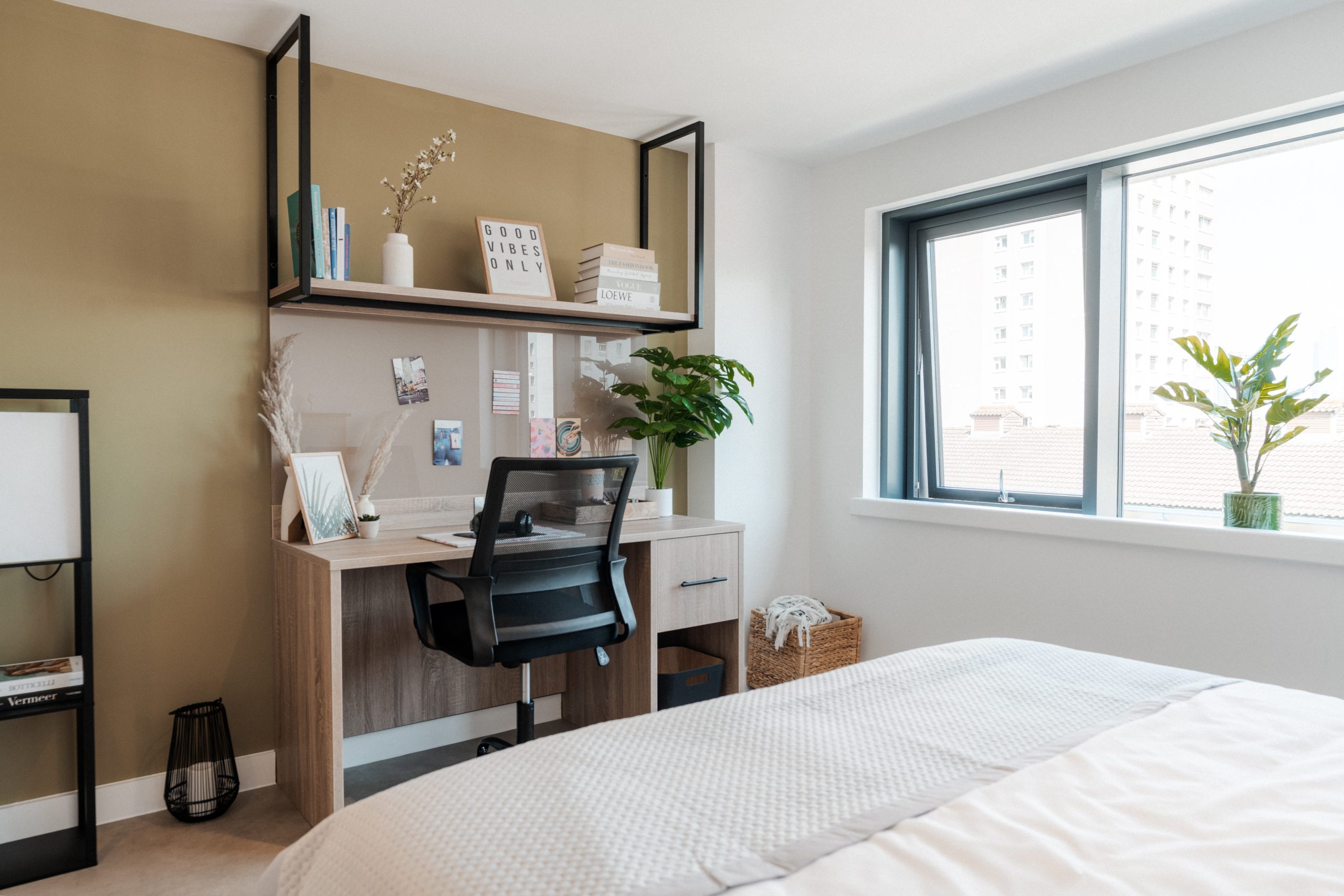 Desk area inside student accommodation room