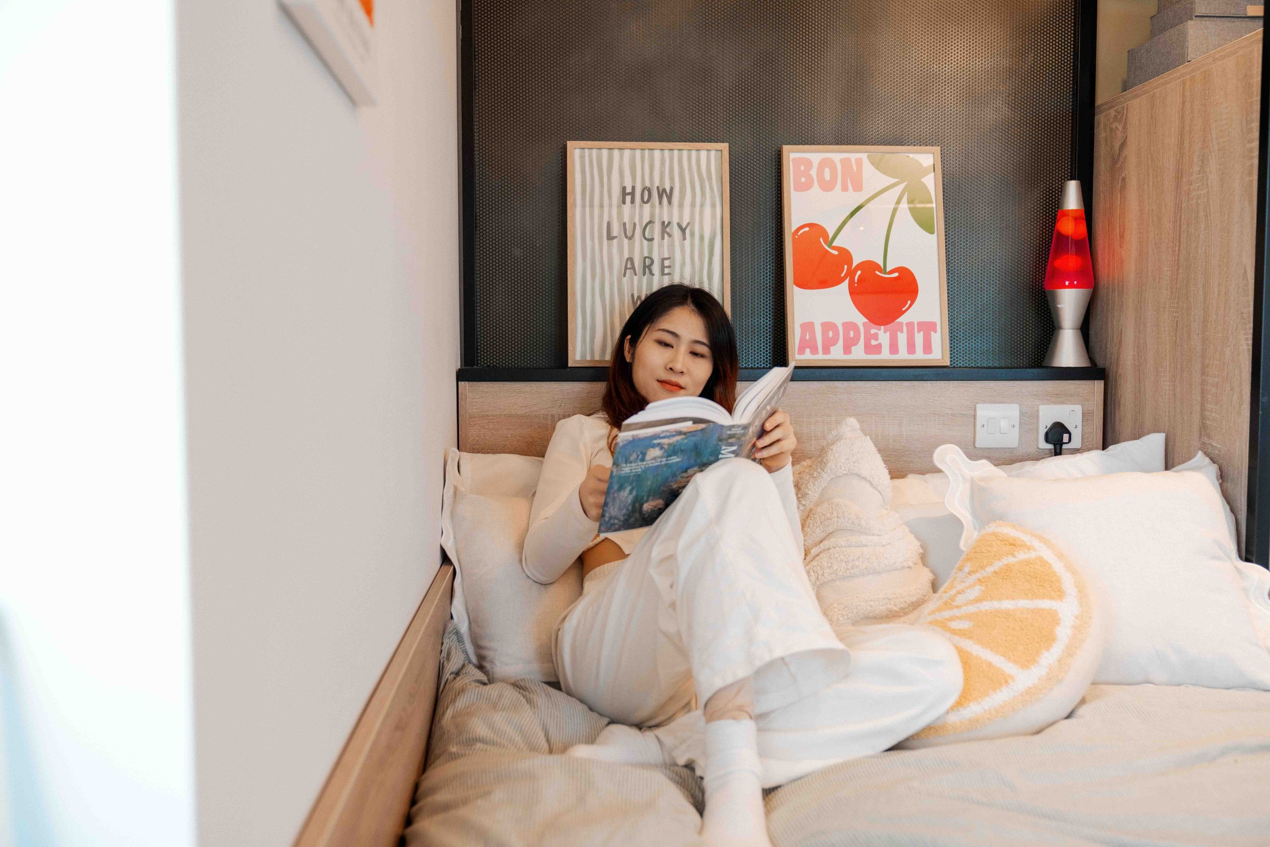Student laid in bed