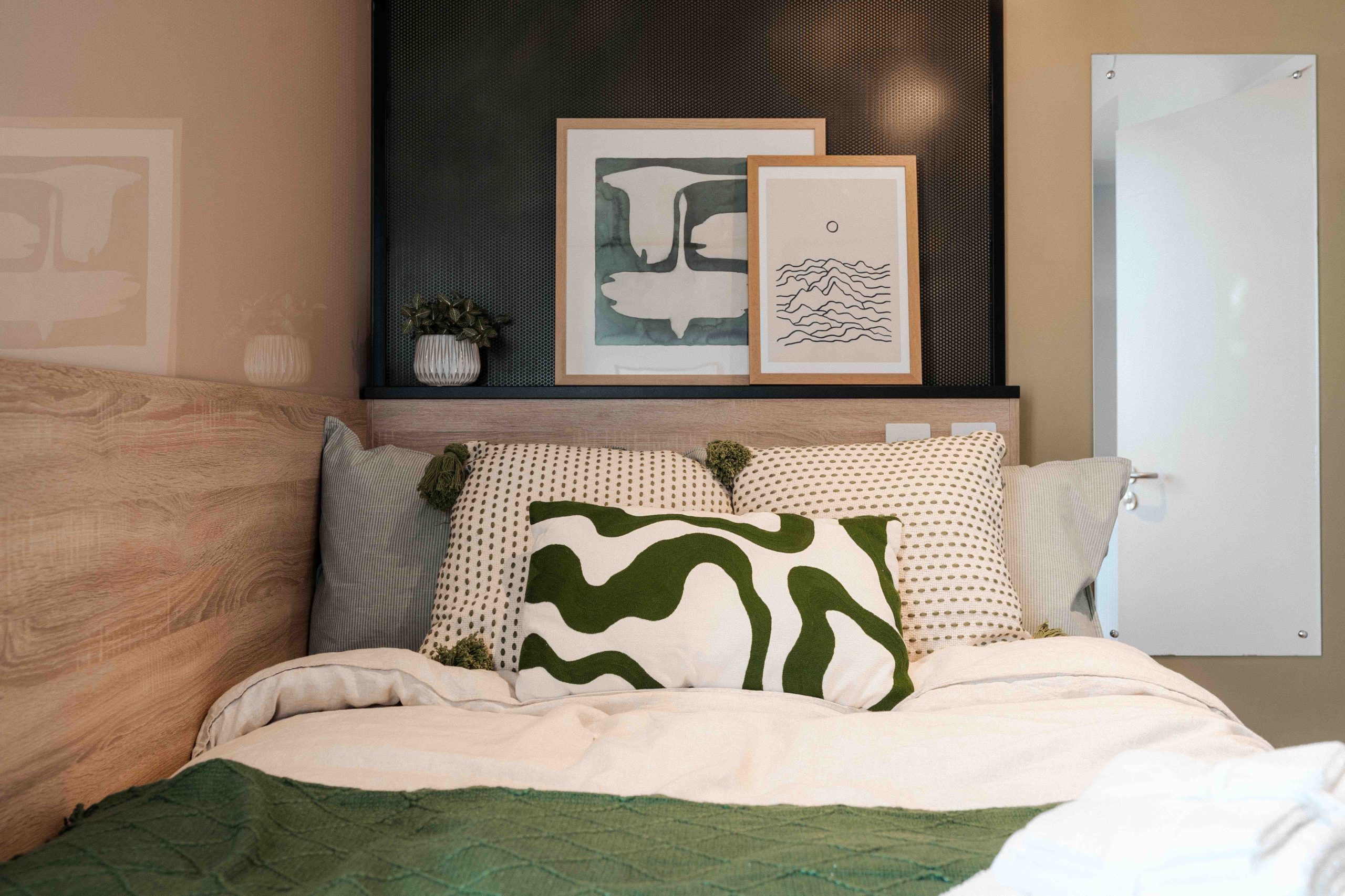 Green bed in student accommodation