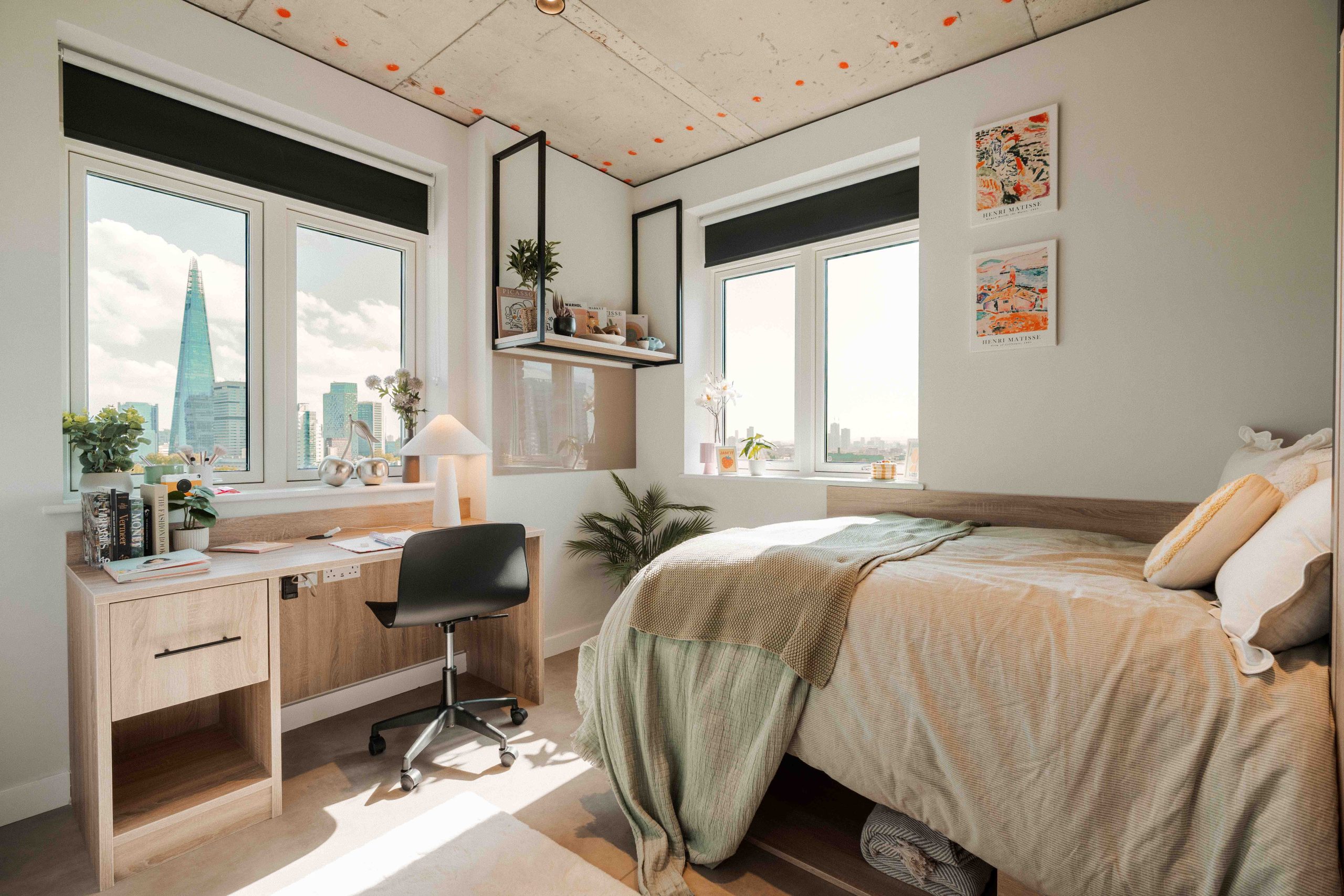 Student bedroom inside student accommodation